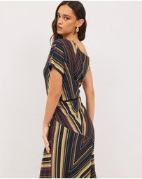 Calli - Lola Asymmetrical Draped Midi Dress