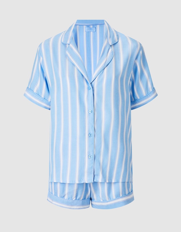 KBX - Viscose Stripe Revere Shorts Set