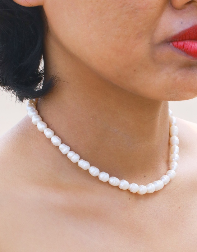 Elli Jewelry - Freshwater Pearl Choker Necklace in Gold-Plated 925 Silver