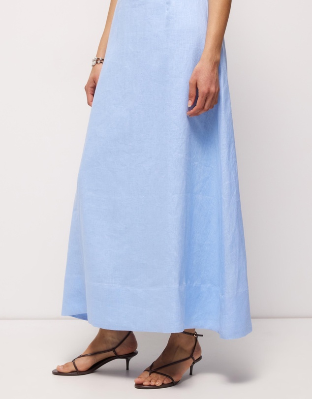 AERE - Cova Pleat Trim Linen Midi Dress