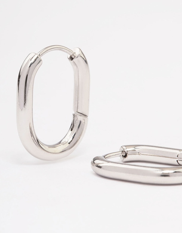 Lovisa - Waterproof Stainless Steel Plain Oval Huggie Hoop Earrings