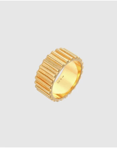 Elli Jewelry - Grooves Band Ring in Gold-Plated 925 Silver