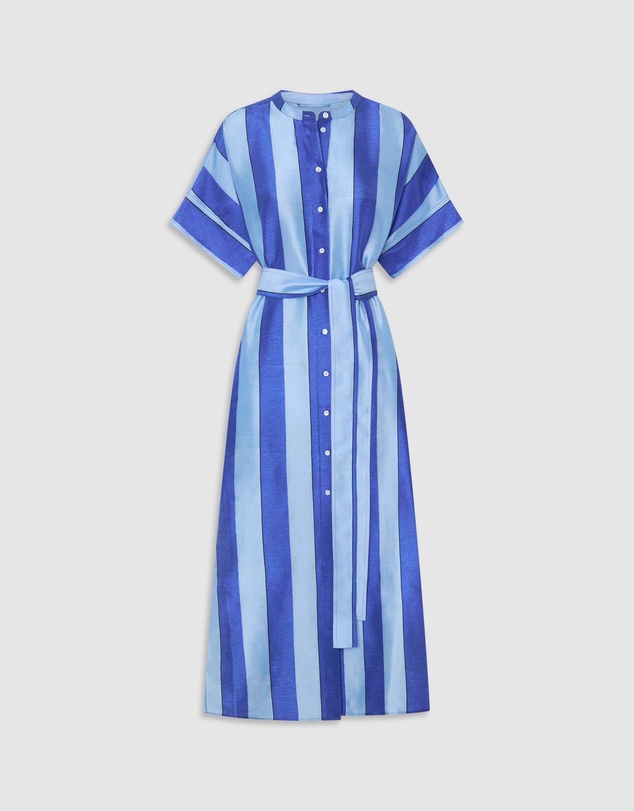 Oroton - Slub Silk Stripe Column Dress