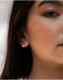 Dower & Hall - Women's Open Circle & White Pearl Waterfall Earrings In Sterling Silver