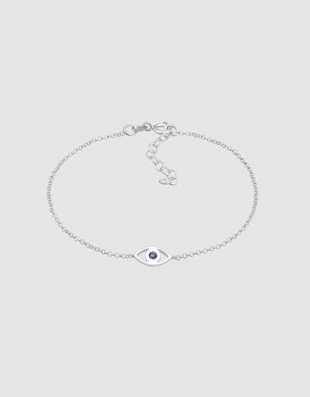 Elli Jewelry - Blue Crystal Evil Eye Bracelet in 925 Silver