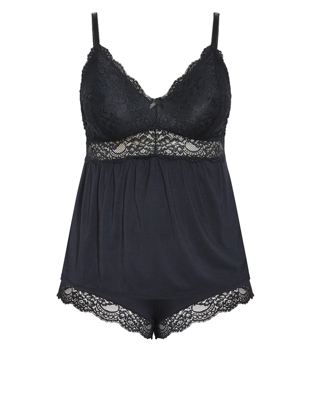 City Chic - Plus size Juliette Cami Short Set - black