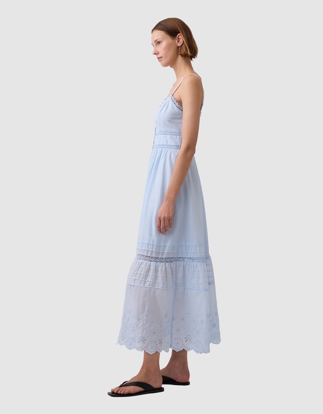 GAP - Sleeveless Embroidered Button Front Maxi Dress