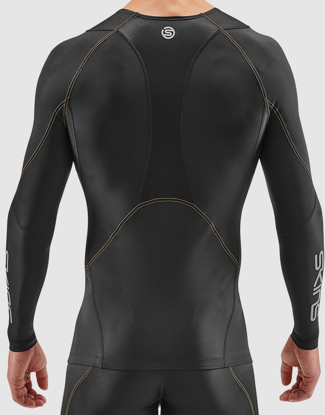 SKINS - SKINS Compression Men's Series-3 Clothing 400 Long Sleeve Top Black/Yellow