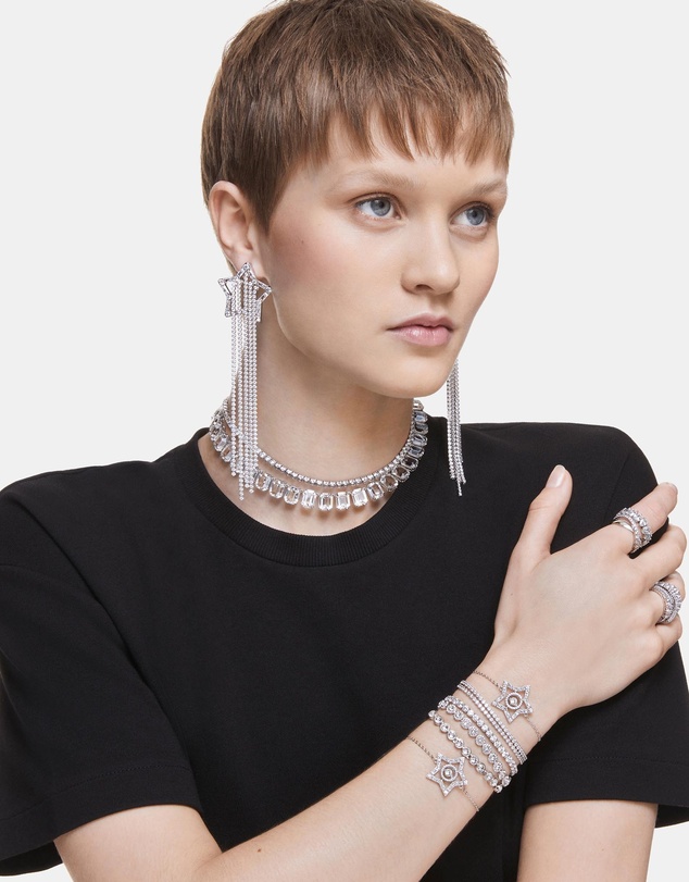 Swarovski - Imber Emily Tennis bracelet, Round cut, White, Rhodium plated