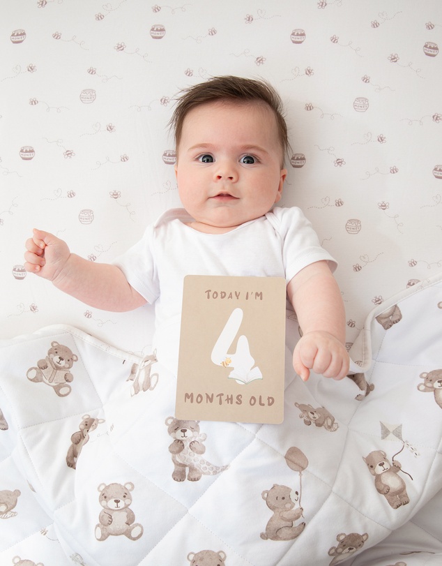 Living Textiles - 2 Pack Organic Cot Fitted Sheet - Cuddly Bear