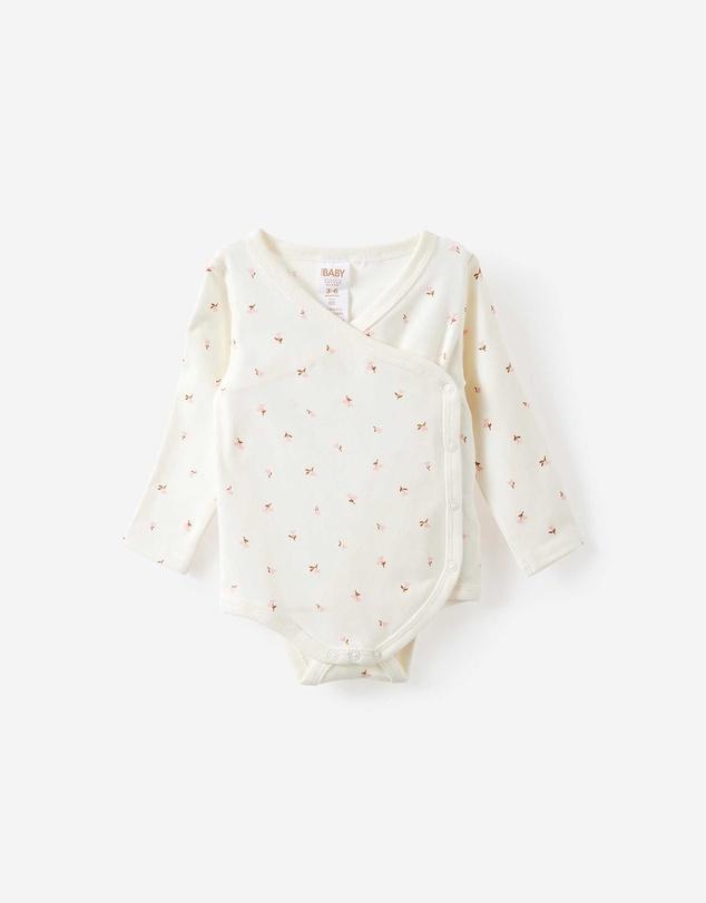 Cotton On Kids - Organic Cross Over Long Sleeve Bubbysuit