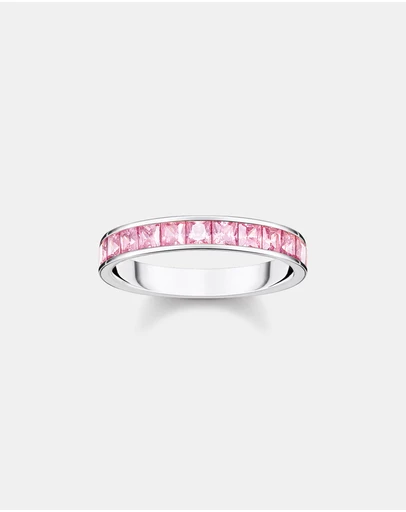 THOMAS SABO - Heritage Pink Pave Silver Band Ring