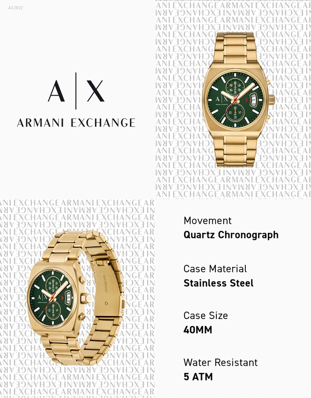Armani Exchange - Gold Tone Chronograph Watch