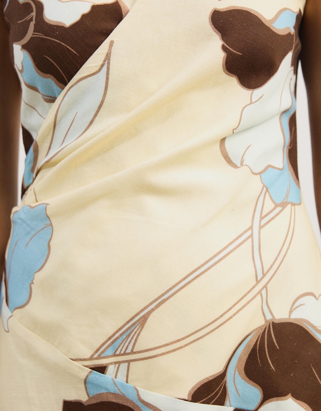 Atmos&Here - Stephanie Linen Blend Wrap Front Midi Dress