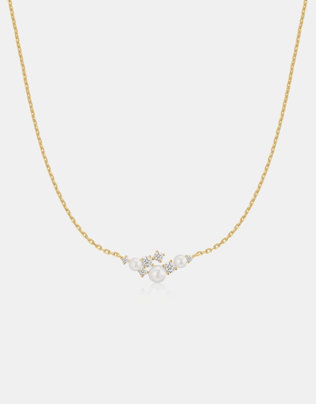Ania Haie - Ania Haie Gold Shell Pearl Cluster Necklace
