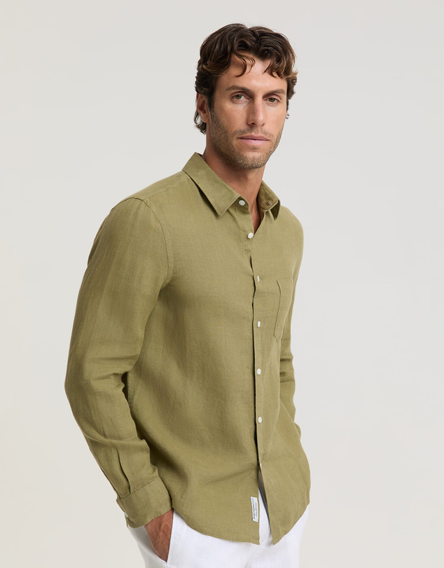 Sportscraft - Long Sleeve Linen Yarn Dyed Shirt