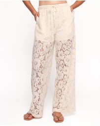 Petal & Pup - Sabina Lace Wide Leg Pant - Cream
