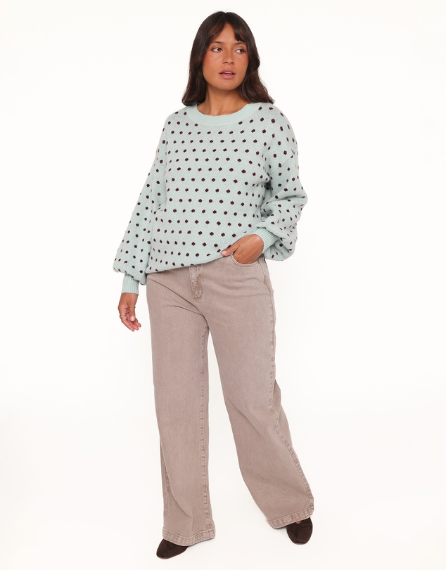 Petal & Pup - Jax Knit Sweater - Blue Polka Dot