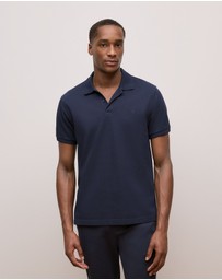 Trenery - Pique Monogram Short Sleeve Polo in Navy