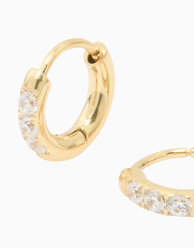 Lovisa - Waterproof Gold Plated Stainless Steel Cubic Zirconia Huggie Earrings 10 MM