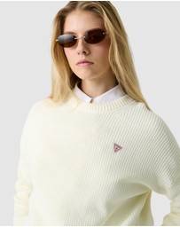 GUESS Jeans - GUESS JEANS Long Sleeve Crew Neck Mini Triangle Sweater