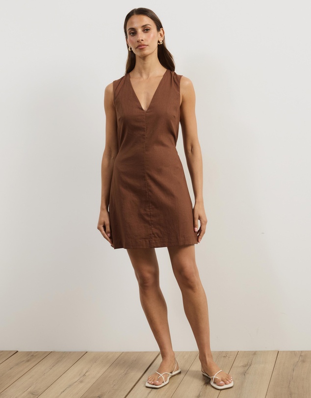 Atmos&Here - Luce Linen Blend Sleeveless Mini Dress