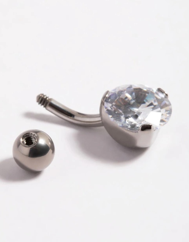 Lovisa - Titanium Cubic Zirconia Belly Bar