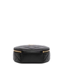 Pre-Loved by Azura Reborn - Pre-Loved Quilted Lambskin Oval Logo Chain Top Handle Round Clutch on Chain