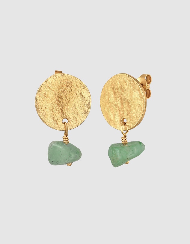 Elli Jewelry - Green Aventurine Drop Earrings in Gold-Plated 925 Silver