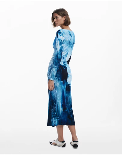 Desigual - Long Sleeve ocean print Dress