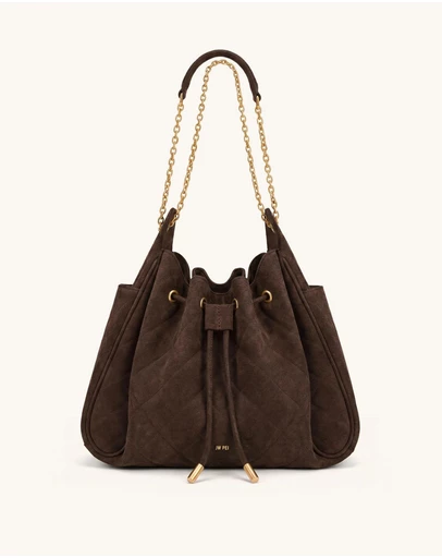 JW PEI - Rowan Faux Suede Quilted Chain Bucket Bag