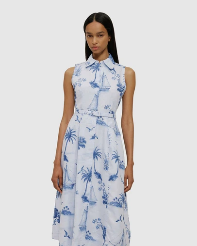 Trenery - Toile Print Sleeveless Shirt Dress