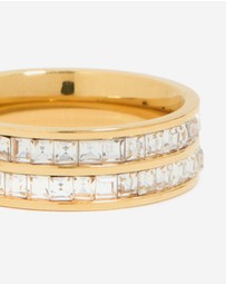 Lovisa - Waterproof Gold Plated Stainless Steel Square Cubic Zirconia Double Layered Ring