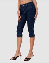 EDIKTED - Contrast Stitch Capri Jeans