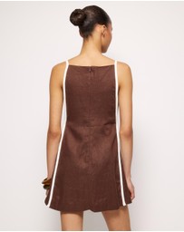 AERE - Tova Contrast Linen Mini Dress