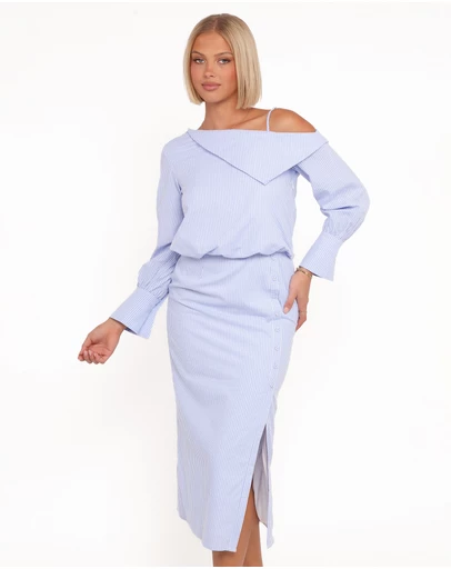 Petal & Pup - Broderick Midi Dress - Blue Stripe