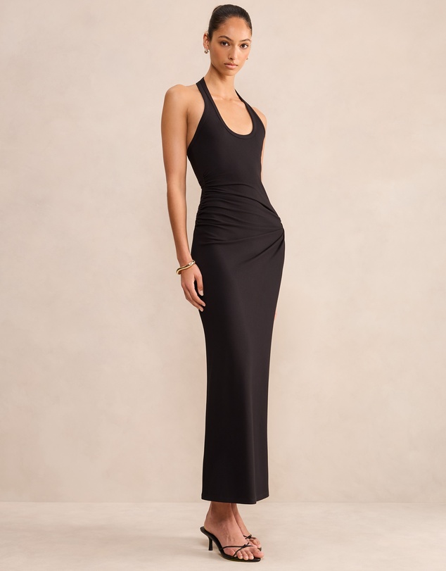 Forever New - Noa Halter Draped Ribbed Midi Dress