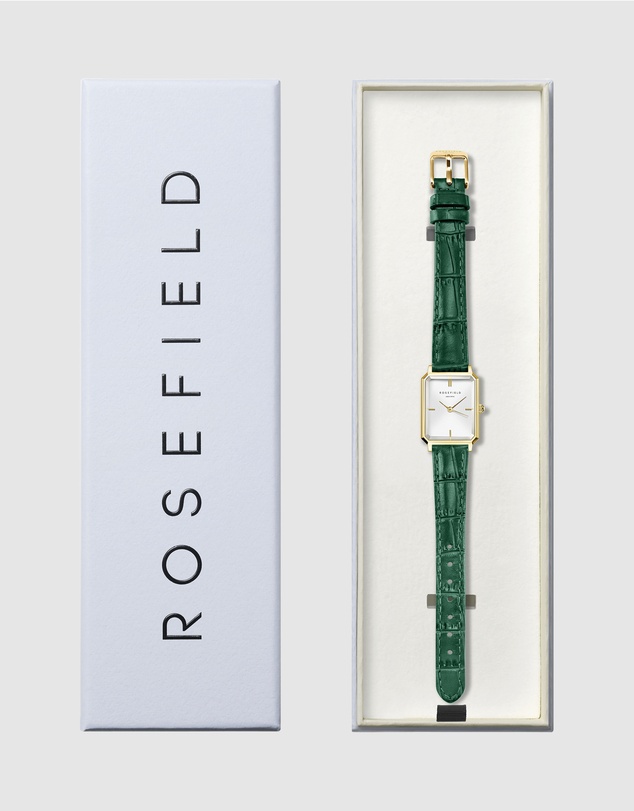Rosefield - The Octagon XS Green Croco Leather Watch