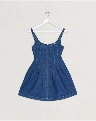 Revibe - Repaired Reformation Violet Denim Mini Dress - AU 4