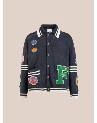Found - Varsity Patch Collared Cardigan