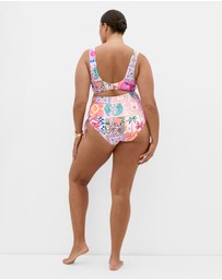 City Chic - Positano Hi Waist Print Bikini Brief