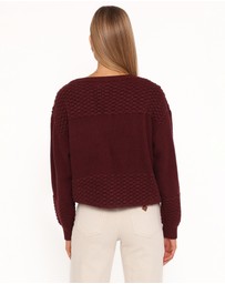 Petal & Pup - Fiora Waffle Stitch Sweater - Burgundy