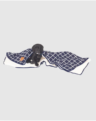 Mog & Bone - Fleece Blanket - Navy Check Print