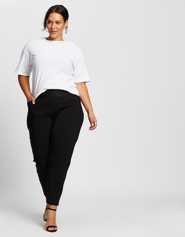 Love Your Wardrobe - Jada Wide Elastic Waist Stretch Bengaline Pants