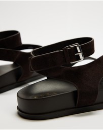 AERE - Leather Crossover Footbed Sandals