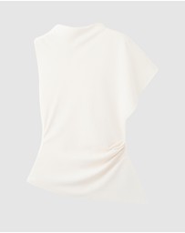 M.N.G - Asymmetrical Blouse with Ruched Detail
