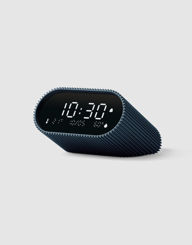 Lexon - Lexon Ray Clock Lcd Alarm Clock With Temperature / Humidity Display - Blue