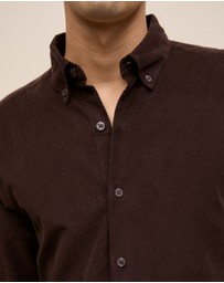 Trenery - Regular Fit Cord Shirt in Coffee Bean