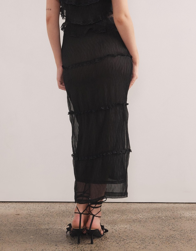 Dazie - Azaria Crinkle Frill Midi Skirt