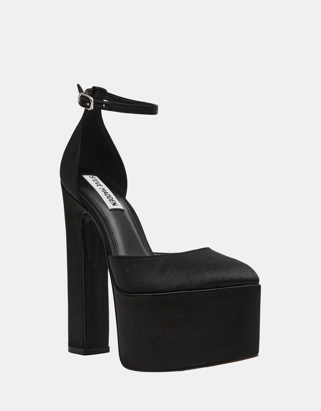 Steve Madden - Selestine Black Satin Heels